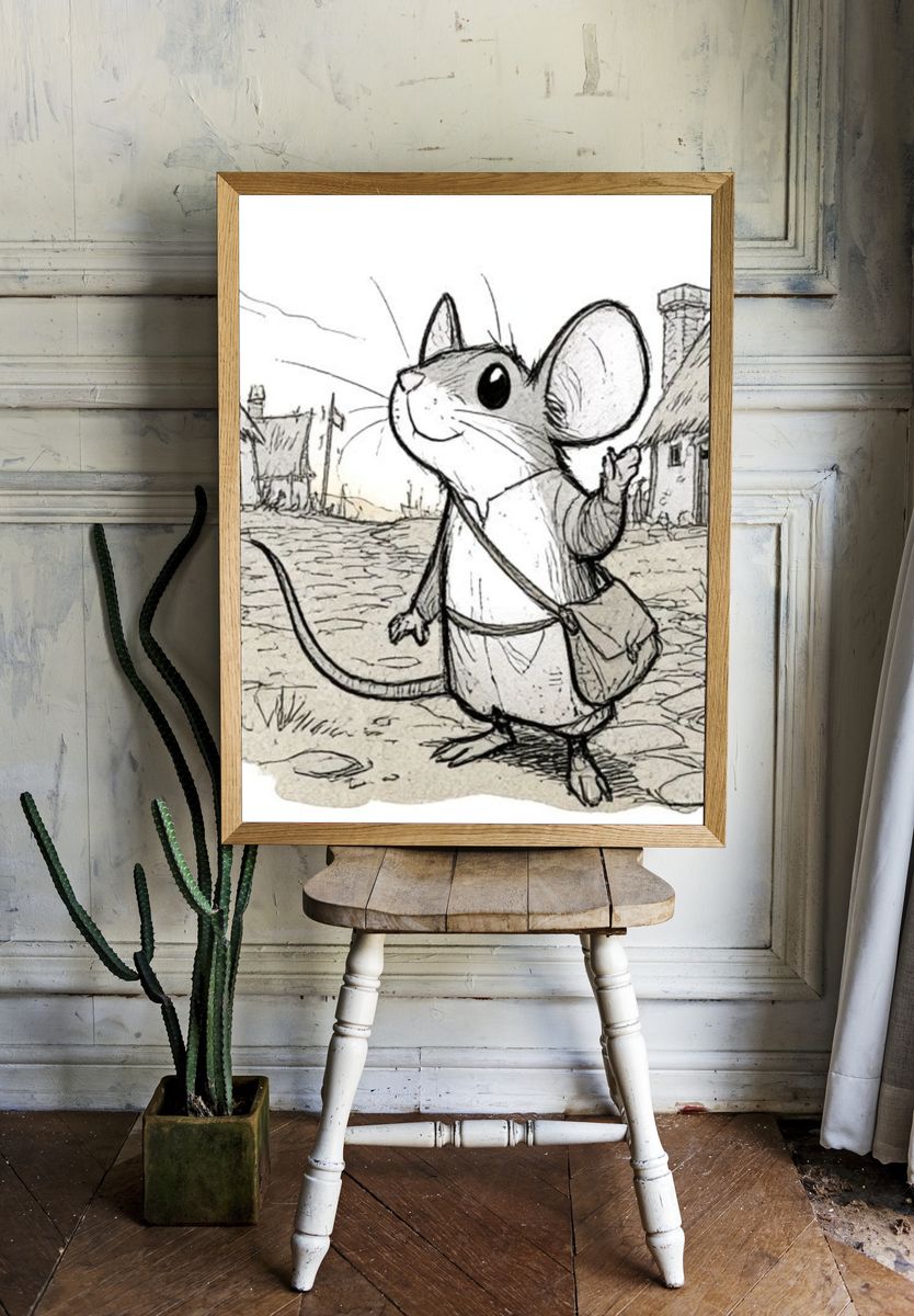 Mouse Village Sketch Poster. room preview