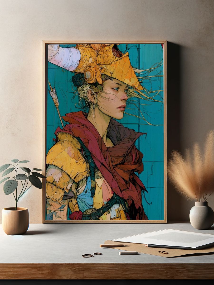 Fantasy Archer Portrait Print. — room view 2