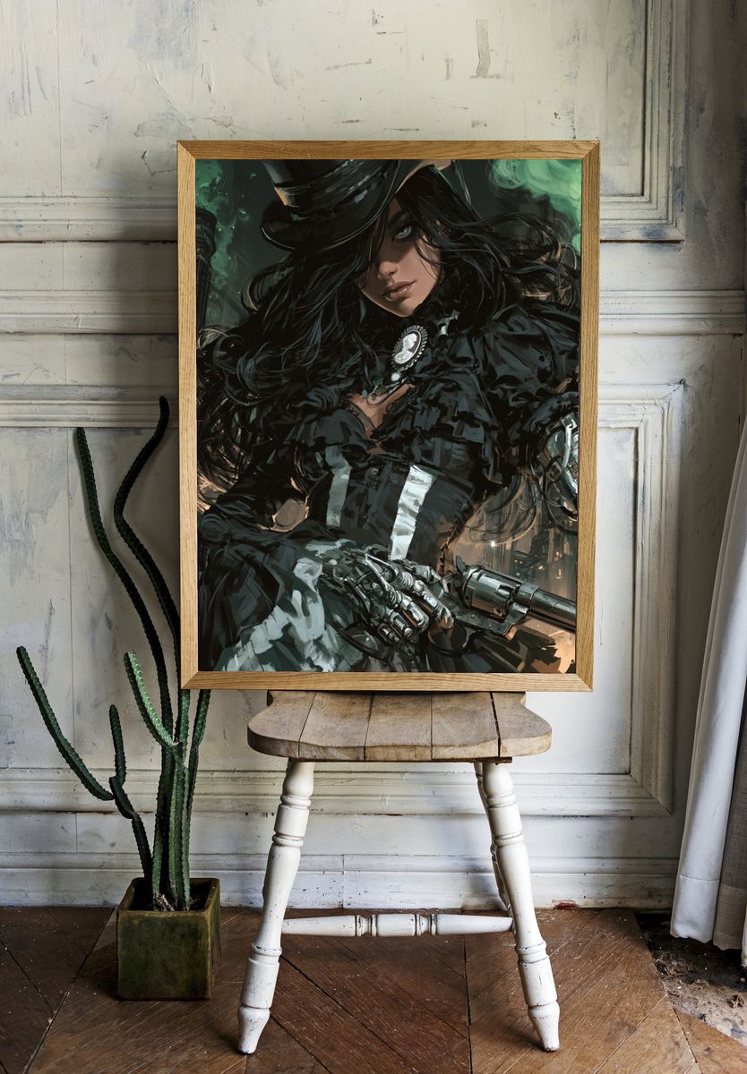 Steampunk Gunslinger Portrait Poster. room preview