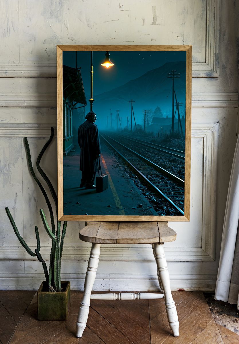 Midnight Train Station Noir Poster. — room view 1