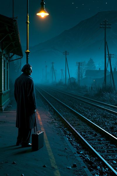Midnight Train Station Noir Poster.
