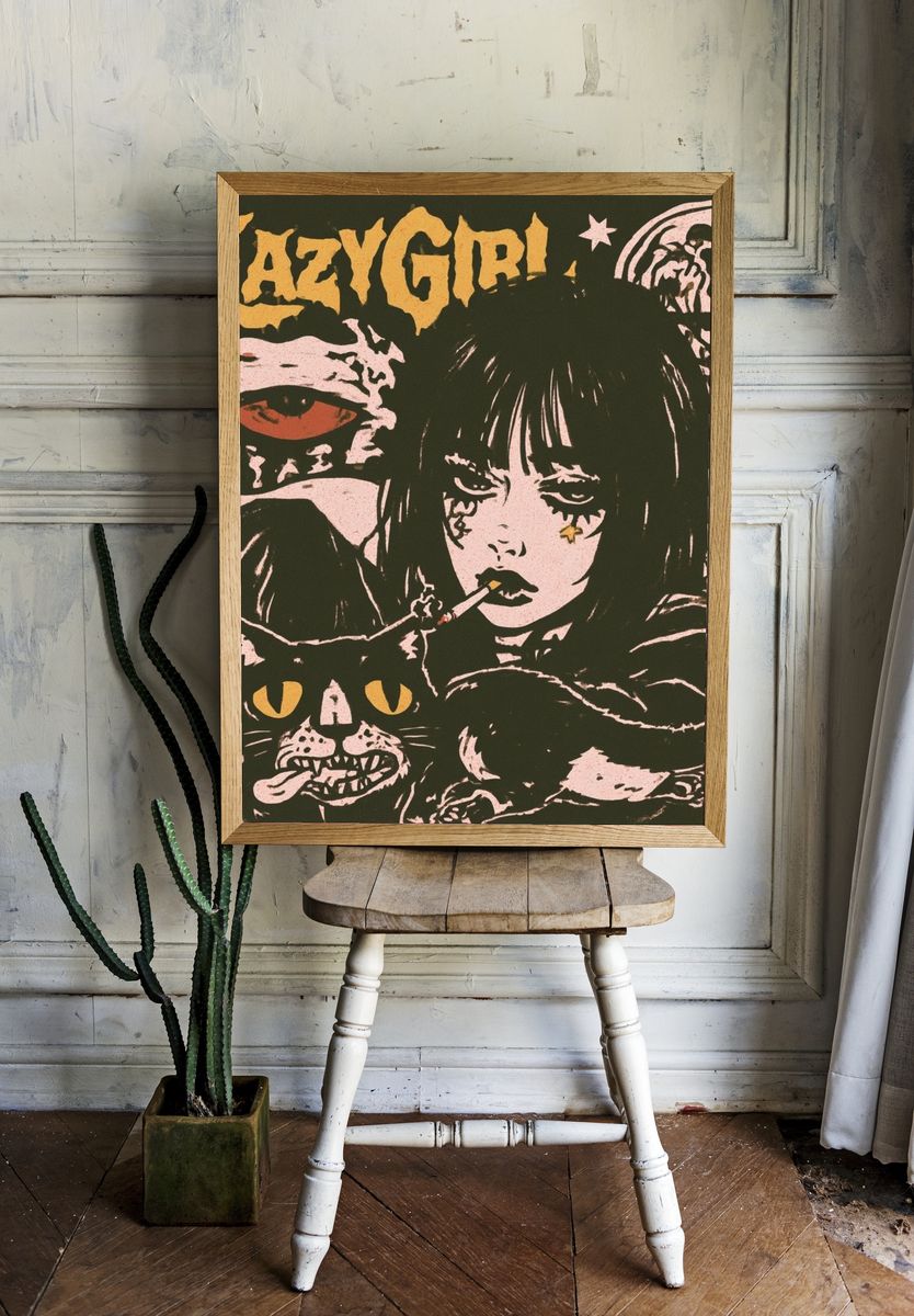 Lazy Girl Gothic Poster. room preview