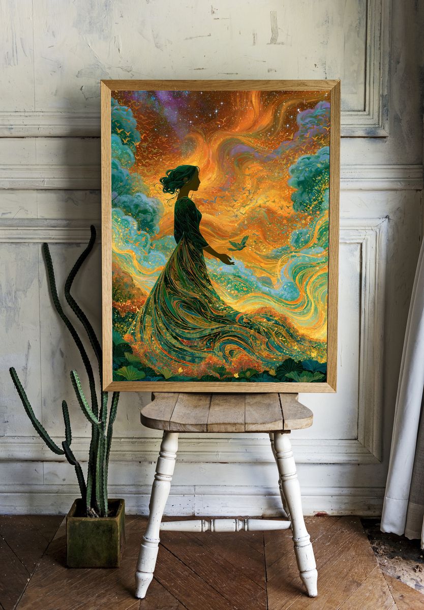 Celestial Woman Digital Art Poster. room preview