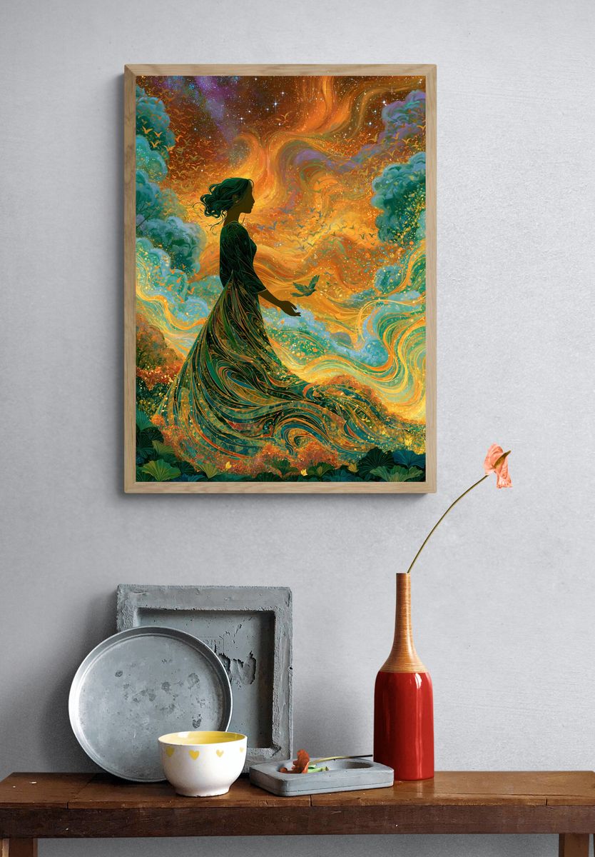 Celestial Woman Digital Art Poster. — room view 3