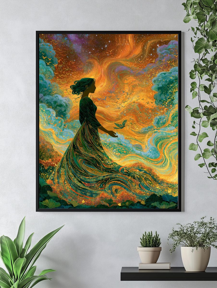 Celestial Woman Digital Art Poster. — room view 4