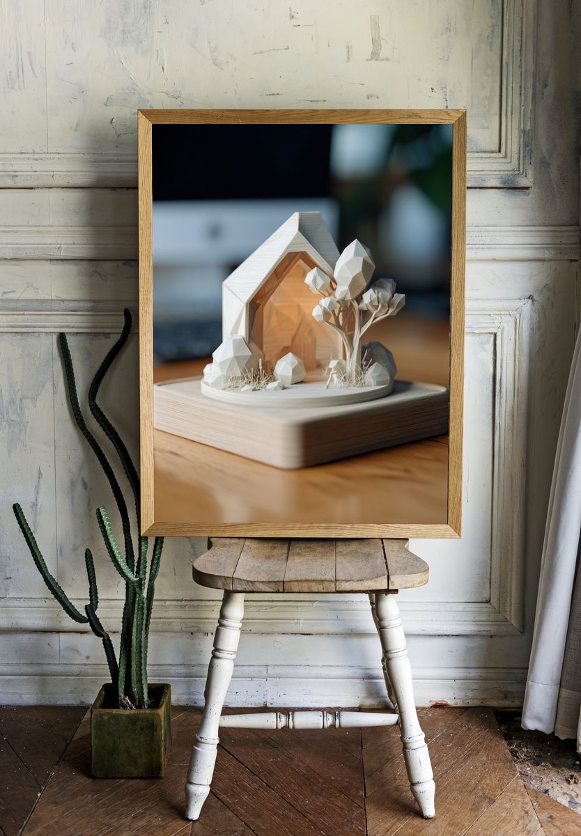 Miniature Woodland House Illustration Poster. — room view 1