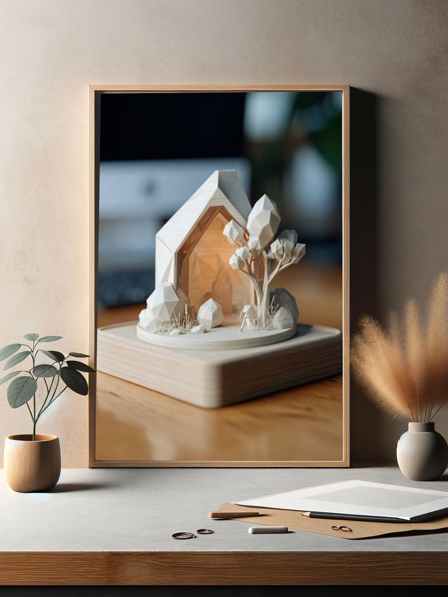Miniature Woodland House Illustration Poster. — room view 2