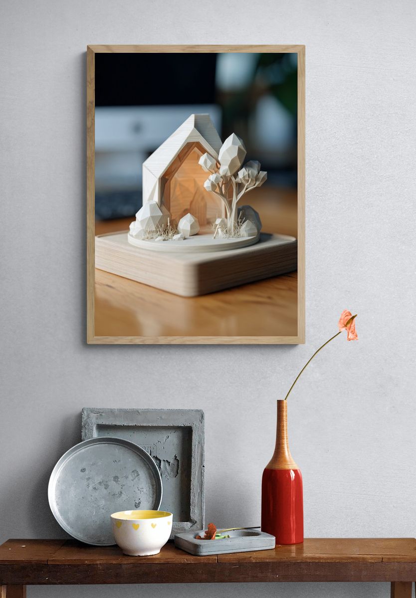 Miniature Woodland House Illustration Poster. — room view 3