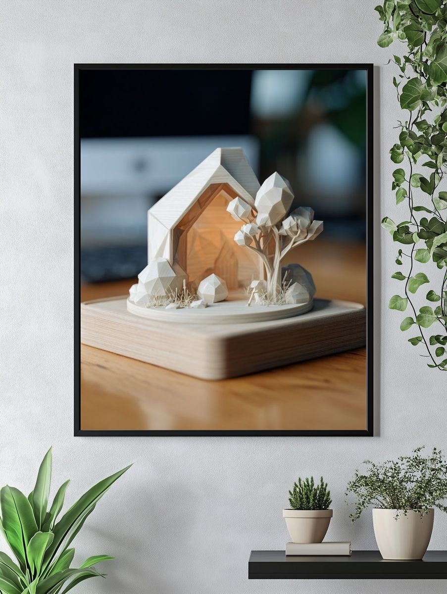 Miniature Woodland House Illustration Poster. — room view 4