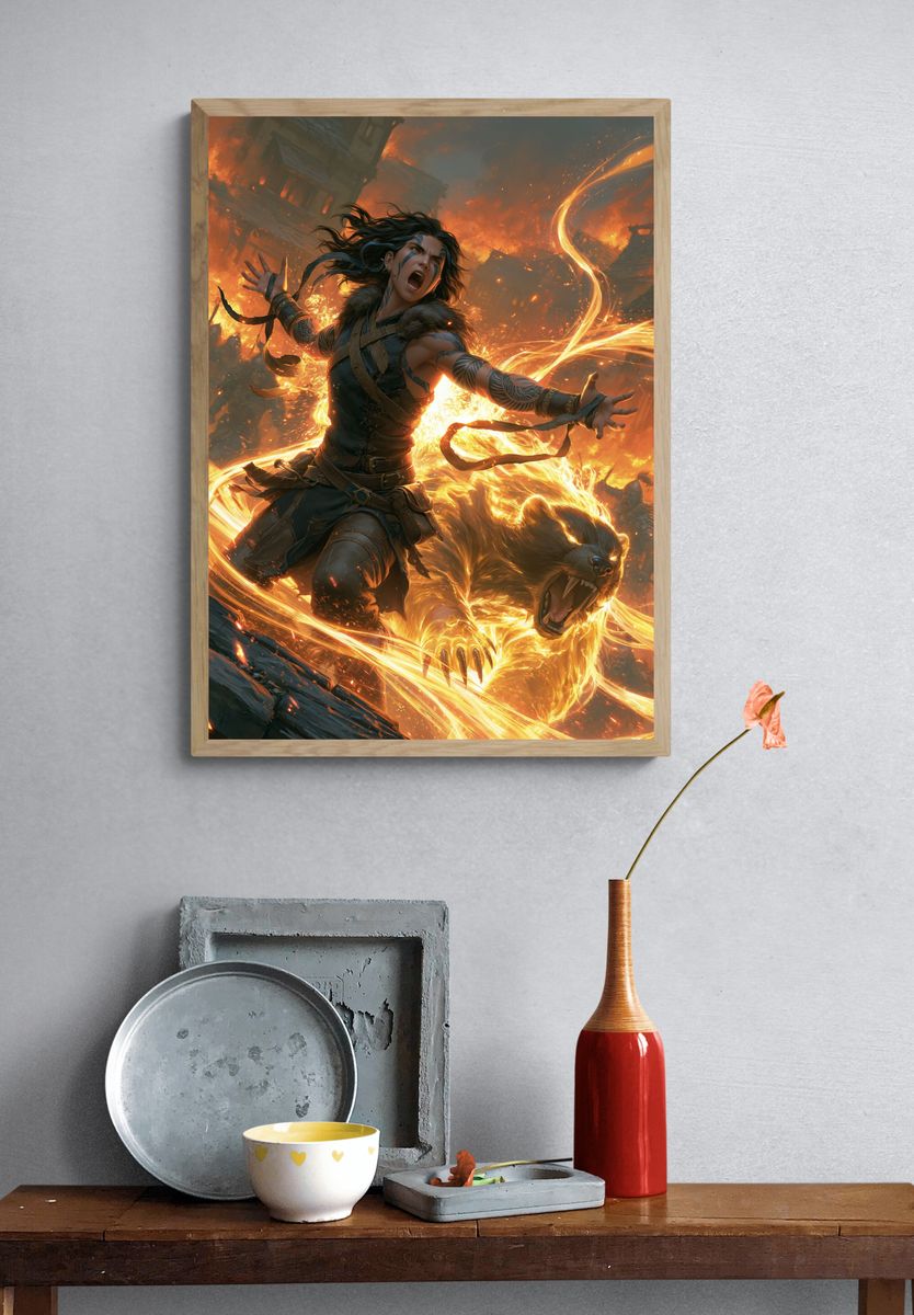 Fire Warrior Beast — Fantasy Print. — room view 3
