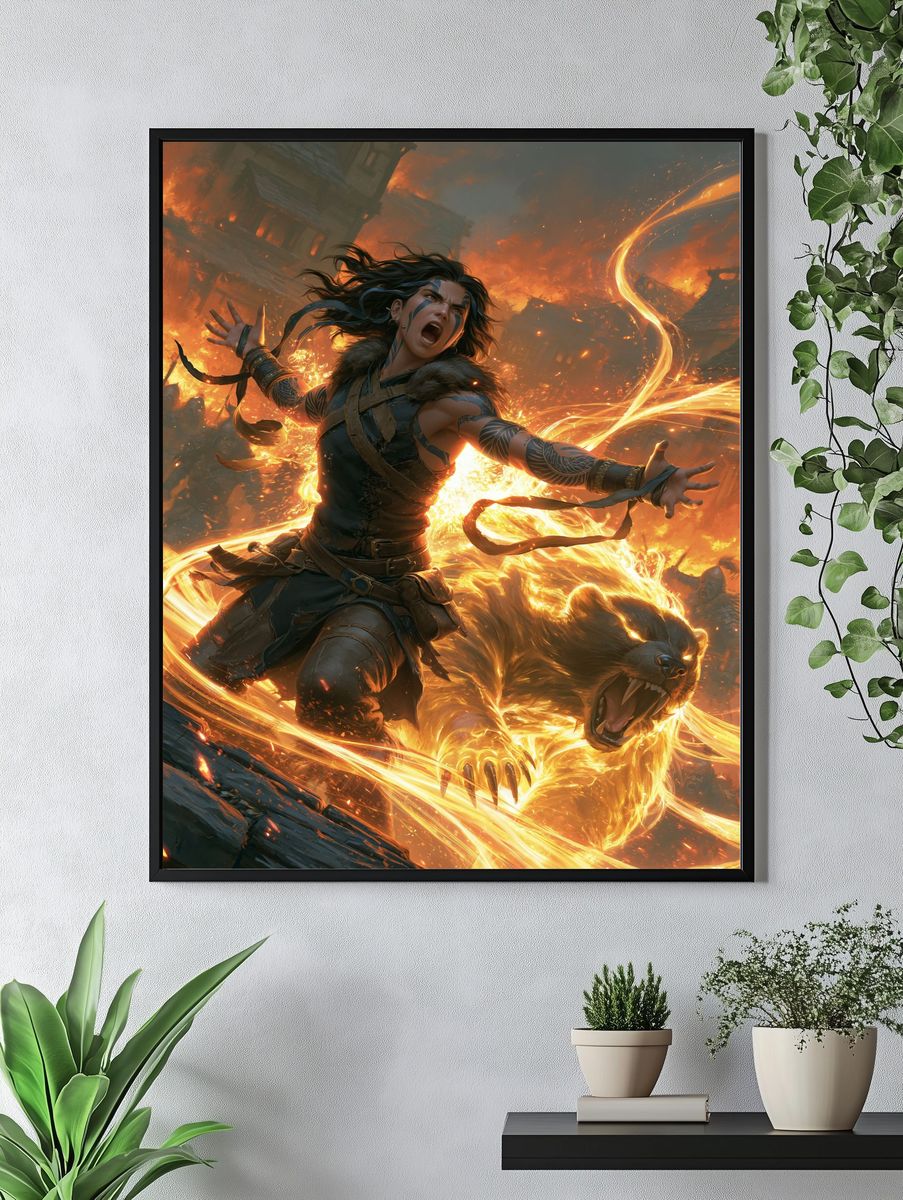 Fire Warrior Beast — Fantasy Print. — room view 4