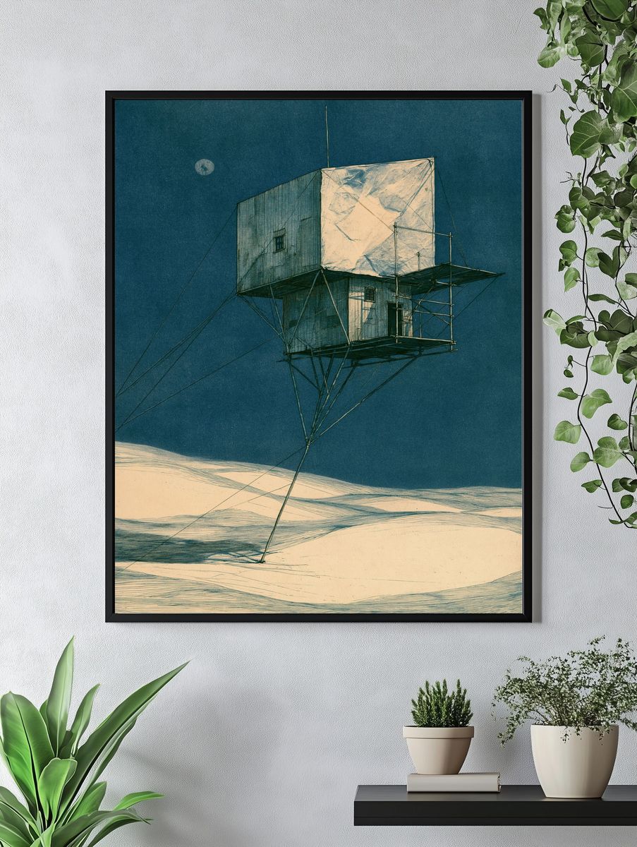 Surreal Desert Tower Illustration Poster. — room view 4