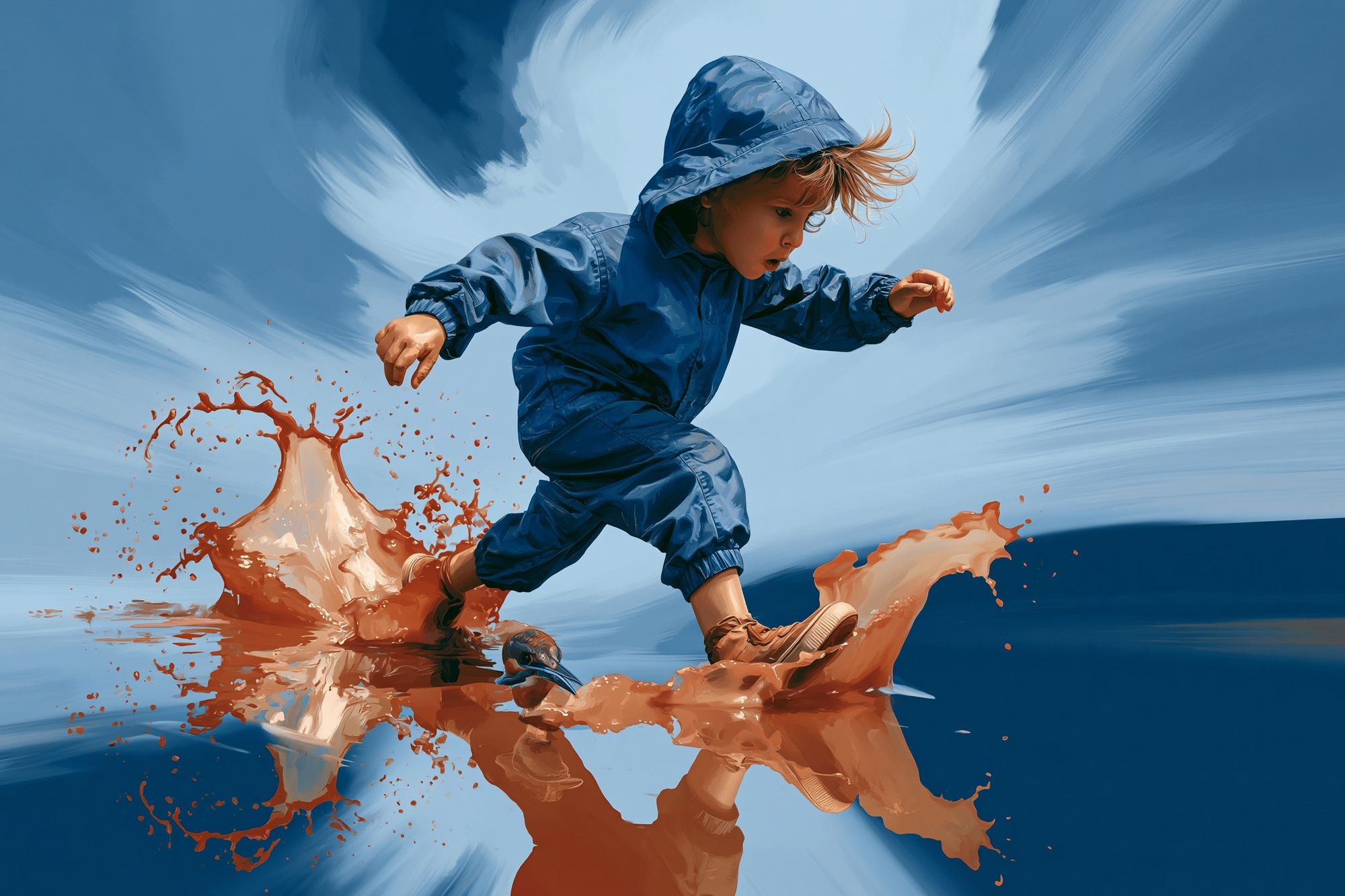 Child Splash Run Illustration Poster. poster detail
