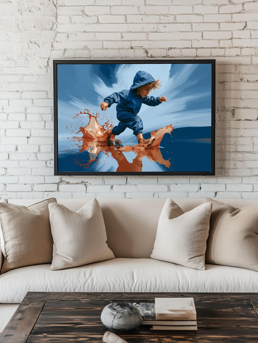 Child Splash Run Illustration Poster. room preview