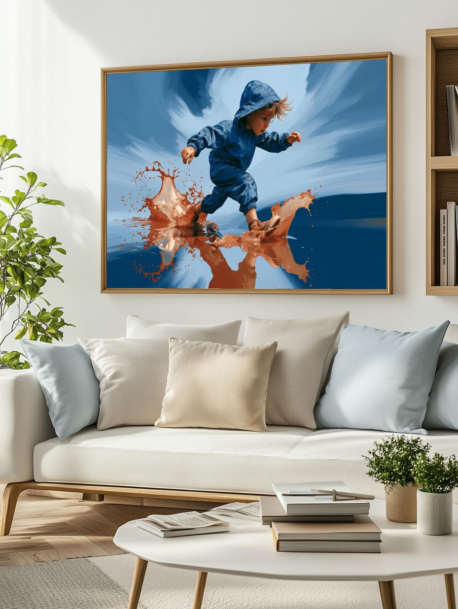 Child Splash Run Illustration Poster. — room view 2