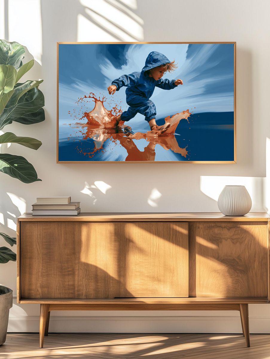 Child Splash Run Illustration Poster. — room view 3