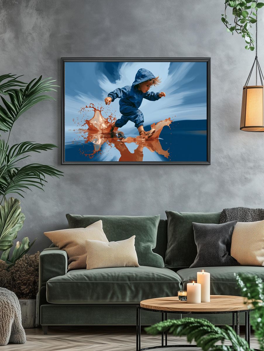 Child Splash Run Illustration Poster. — room view 4