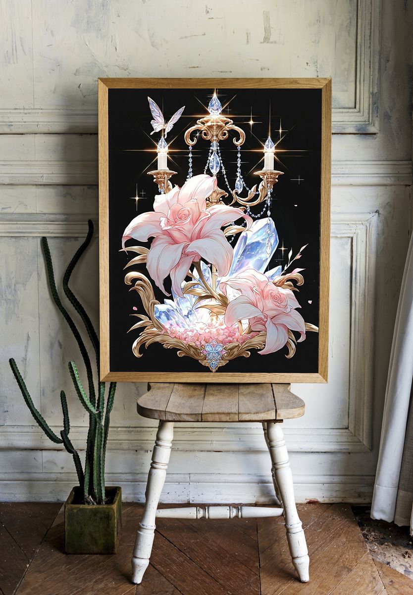 Crystal Lily Chandelier Poster. — room view 1