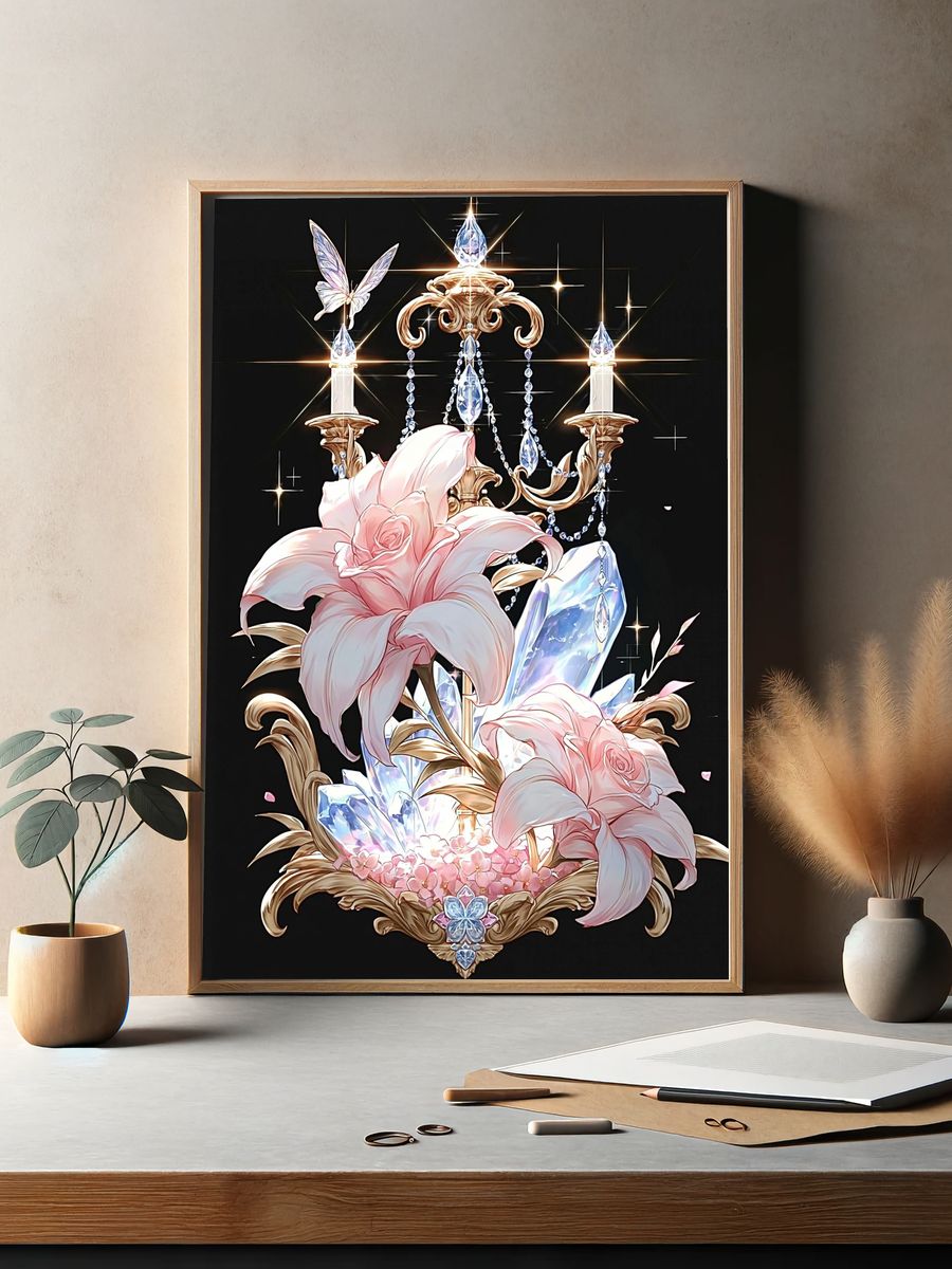 Crystal Lily Chandelier Poster. — room view 2