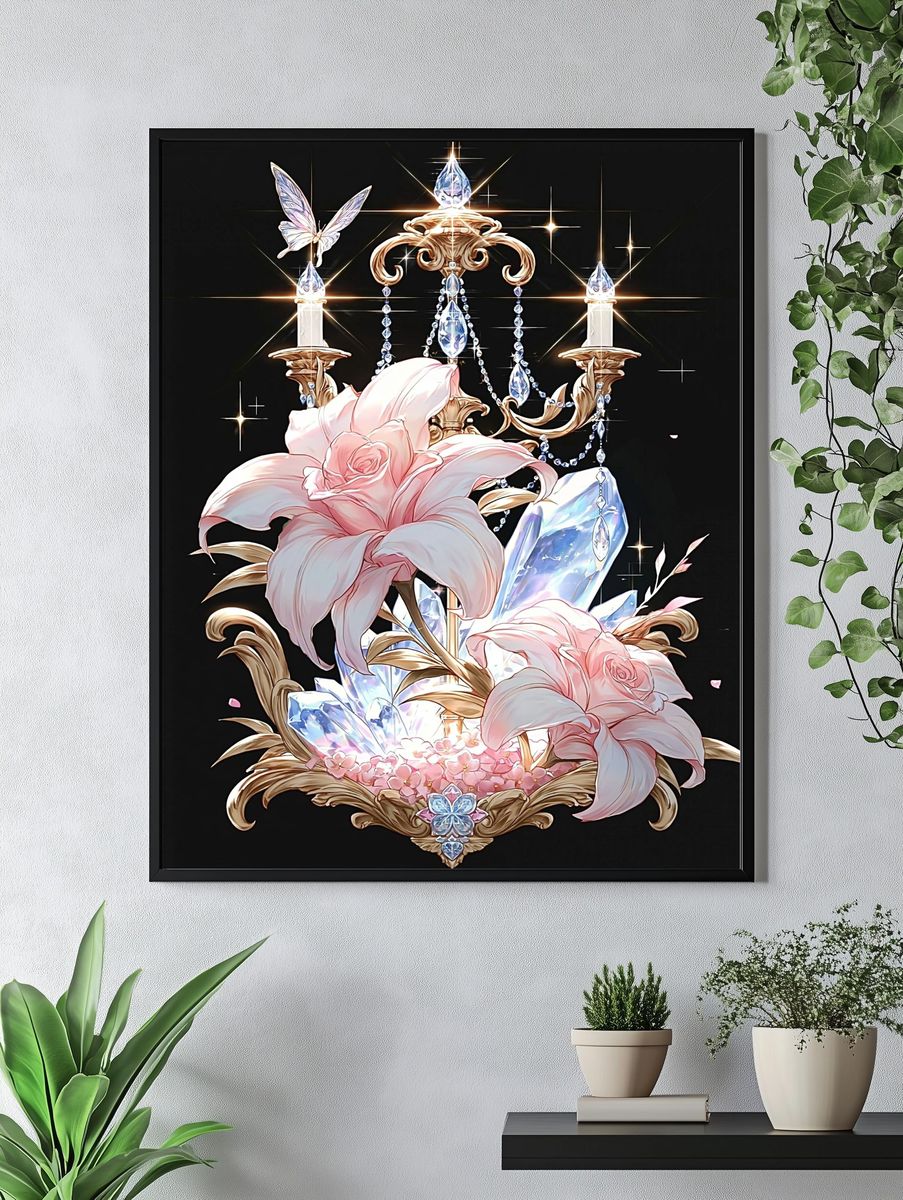 Crystal Lily Chandelier Poster. — room view 4