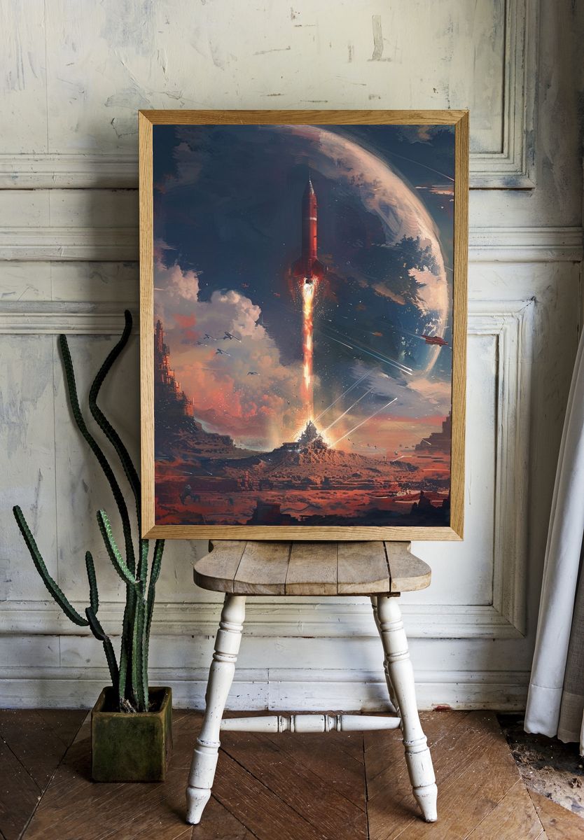 Rocket Launch on Alien World Print. — room view 1