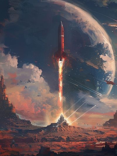 Rocket Launch on Alien World Print.
