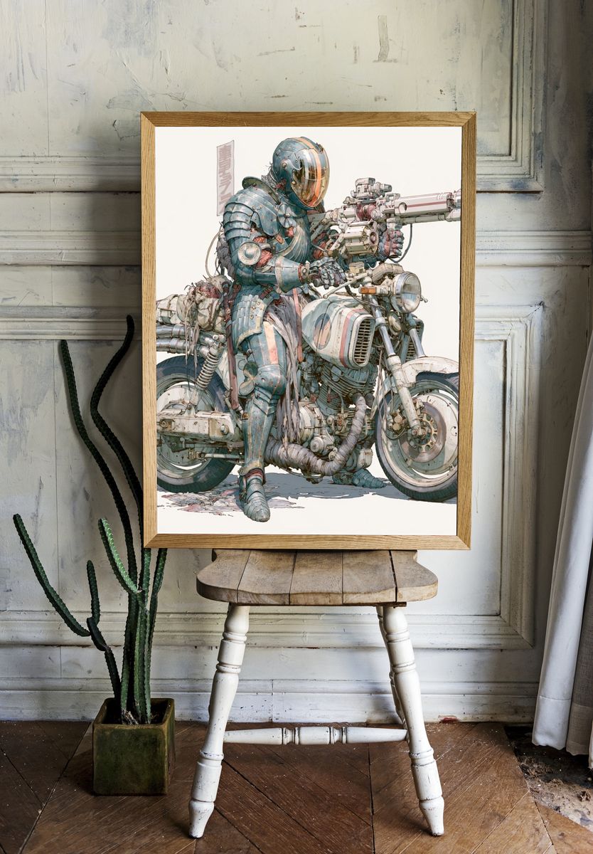 Armored Biker Sci-Fi Print. room preview