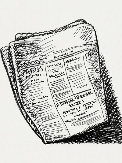 Paris Newspaper Sketch Print. poster