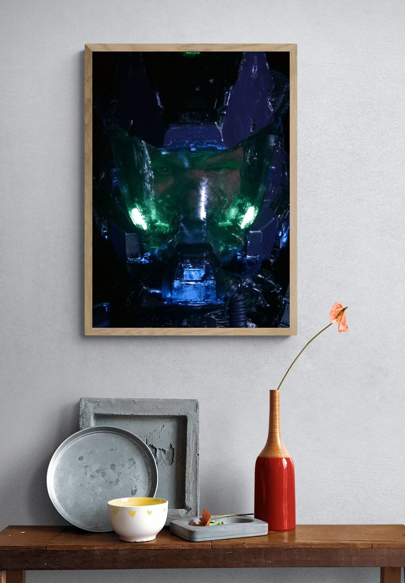 Neon Space Marine Portrait Print. — room view 3