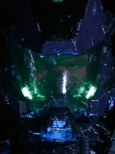 Neon Space Marine Portrait Print. poster