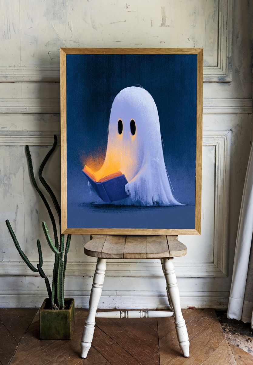 Reading Ghost Illustration Poster. — room view 1