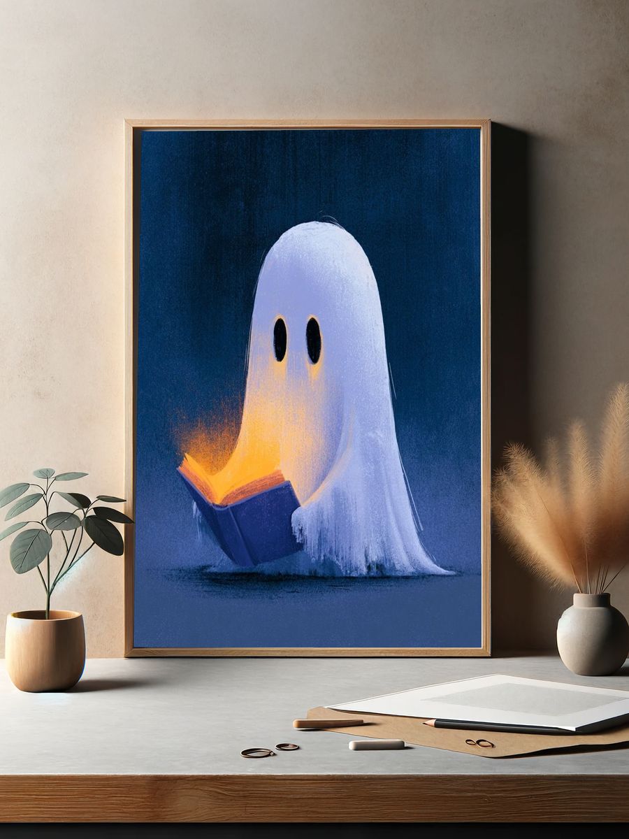 Reading Ghost Illustration Poster. — room view 2