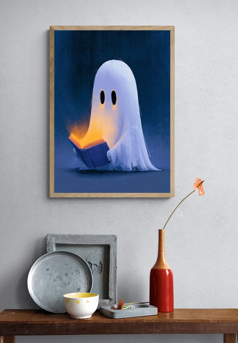 Reading Ghost Illustration Poster. — room view 3