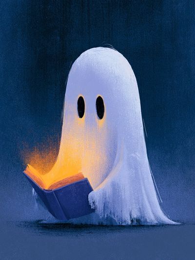 Reading Ghost Illustration Poster. poster