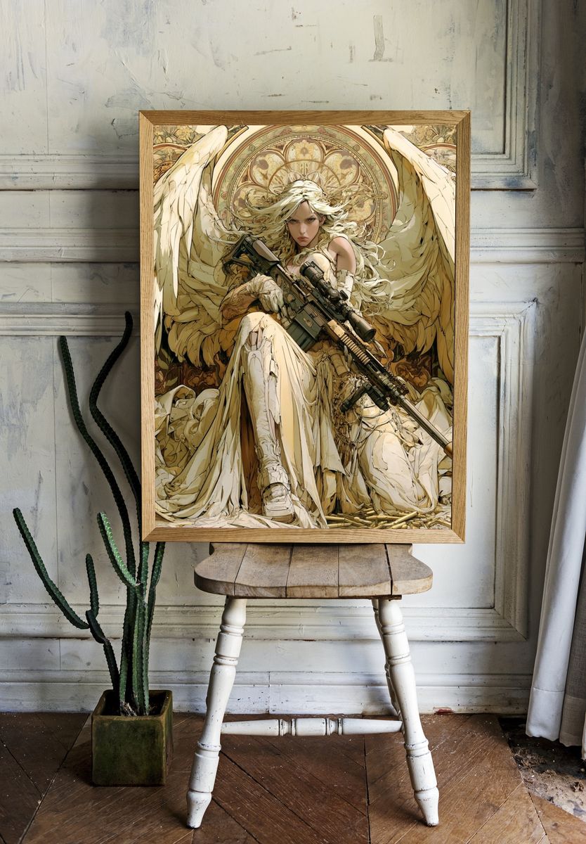 Angel Warrior Digital Art Poster. room preview