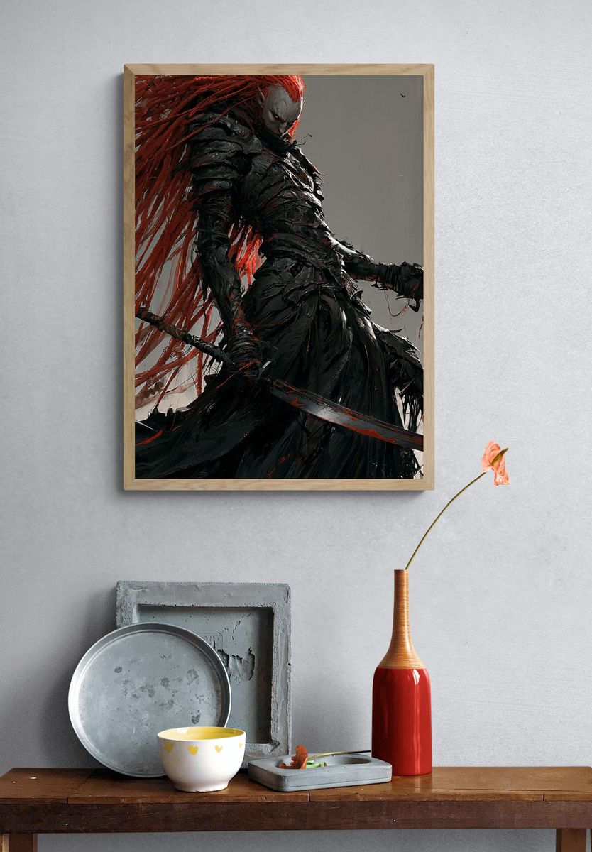 Crimson Warrior — Dark Fantasy Print. — room view 3