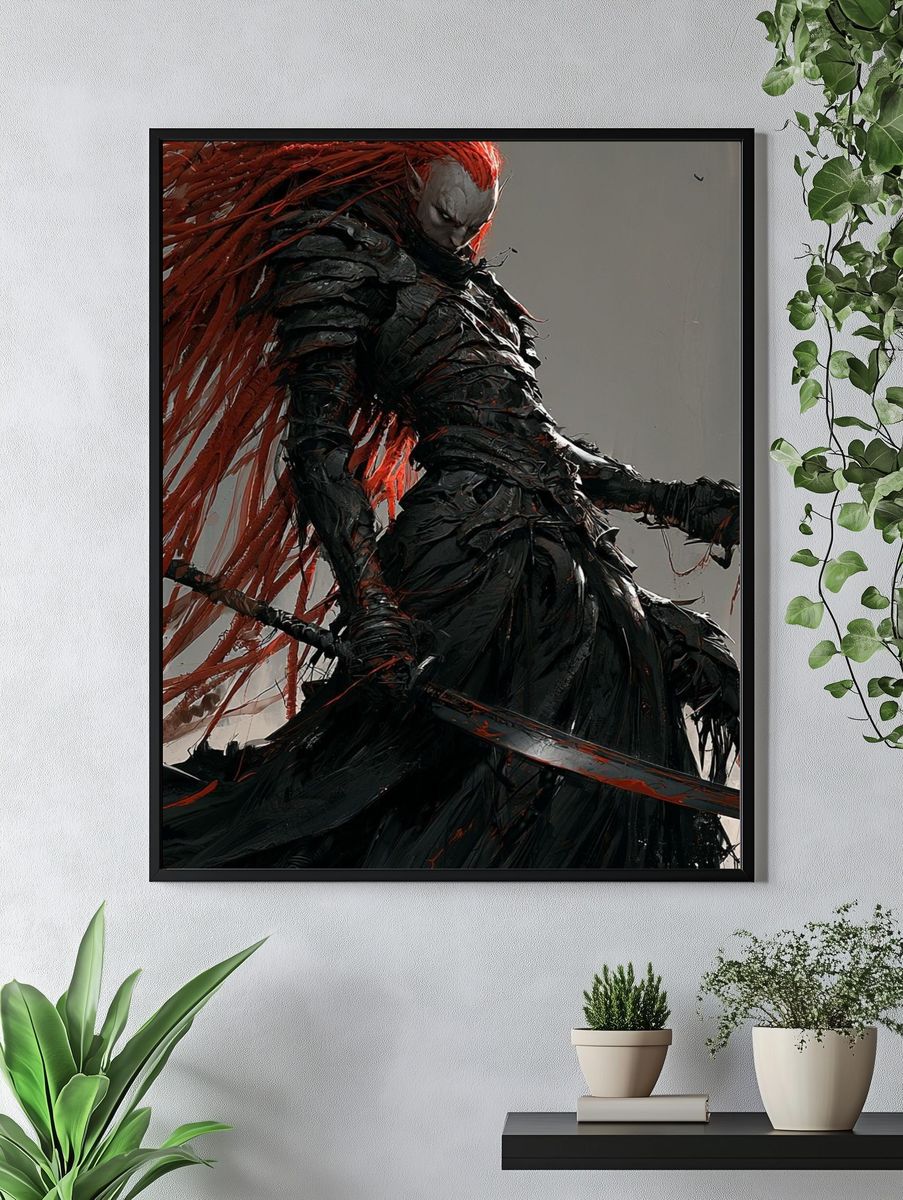 Crimson Warrior — Dark Fantasy Print. — room view 4