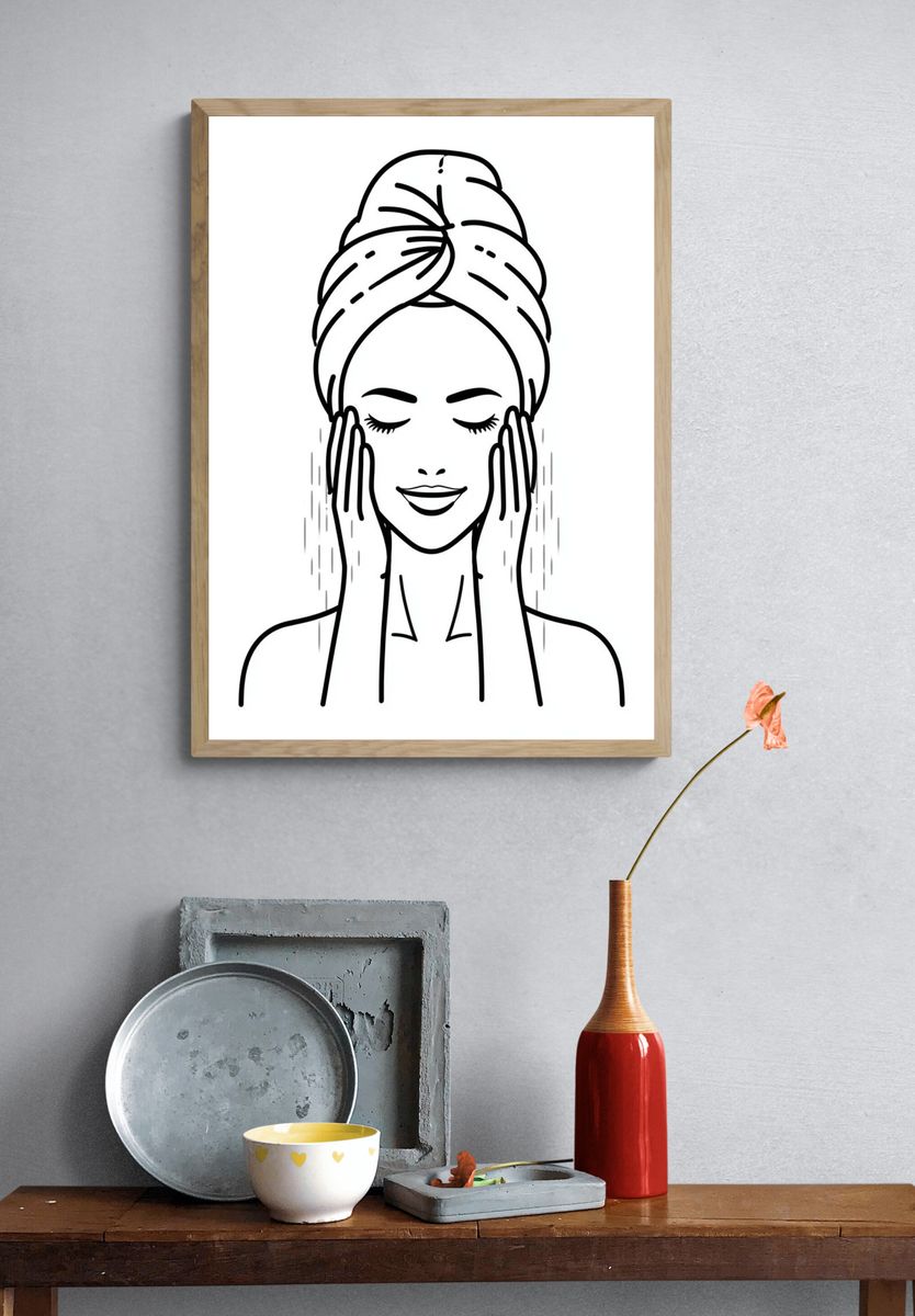 Spa Woman Line Art Poster. — room view 3