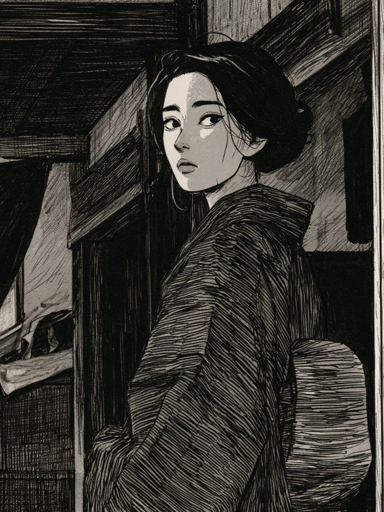 Geisha Portrait Ink Poster. poster — illustration art