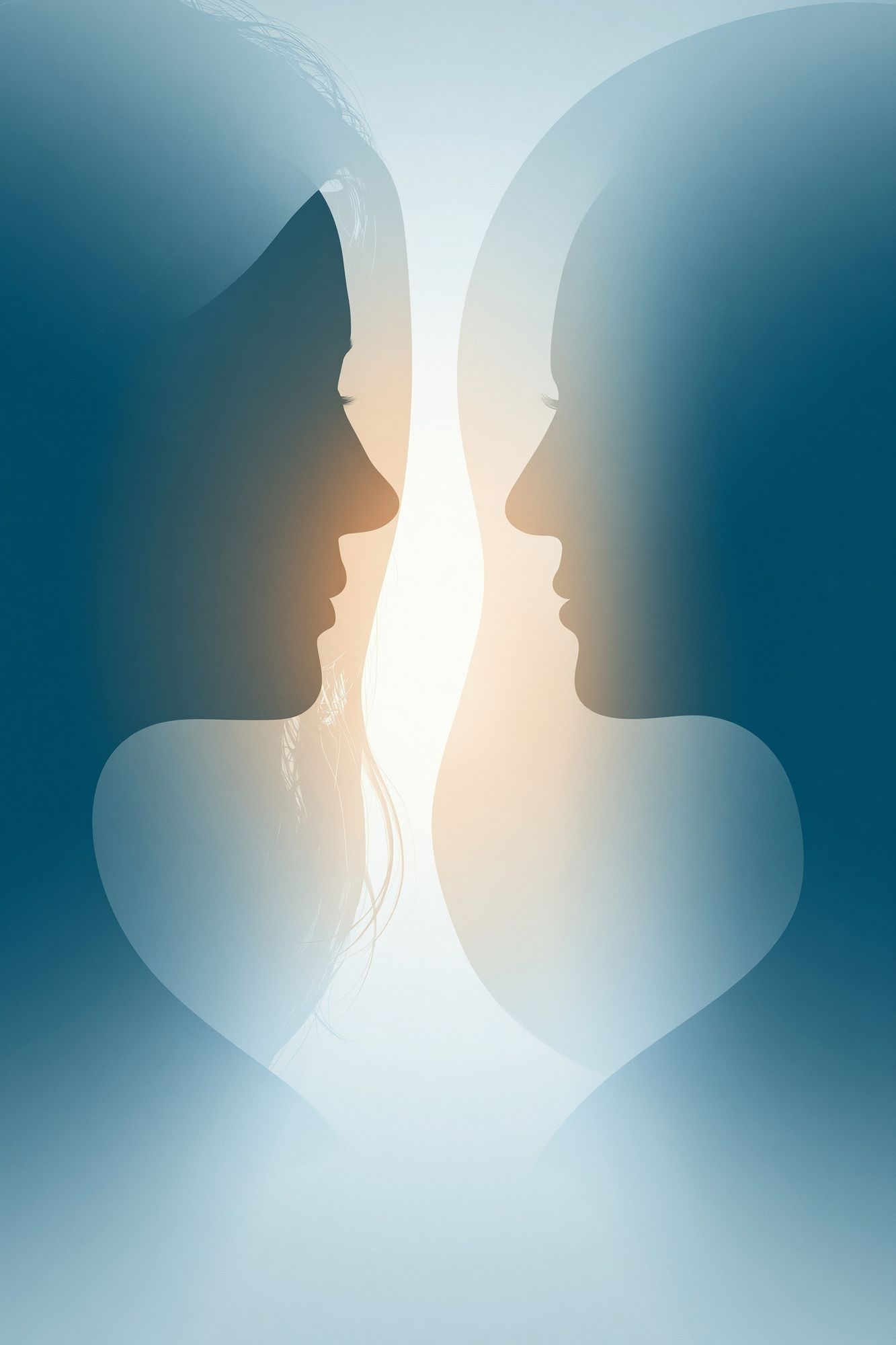 Twin Faces Silhouette Print. poster detail