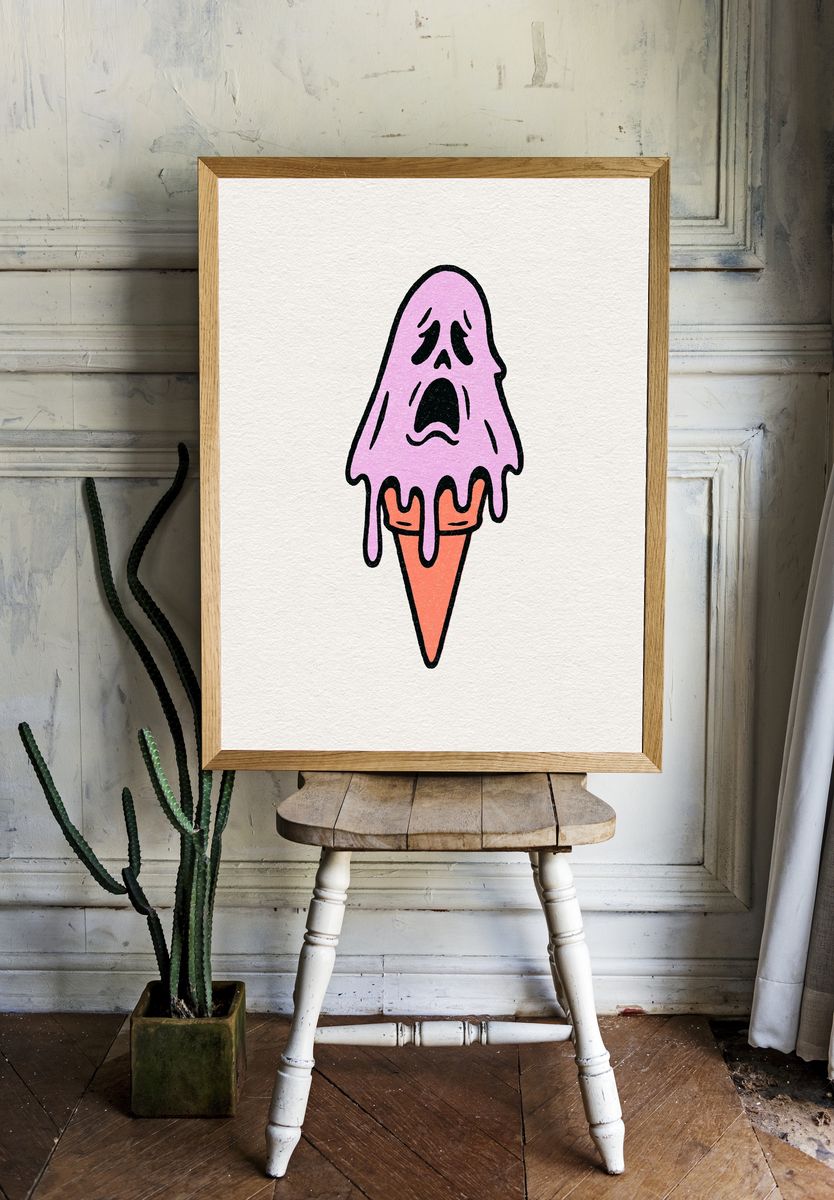 Melting Ghost Illustration Poster. room preview