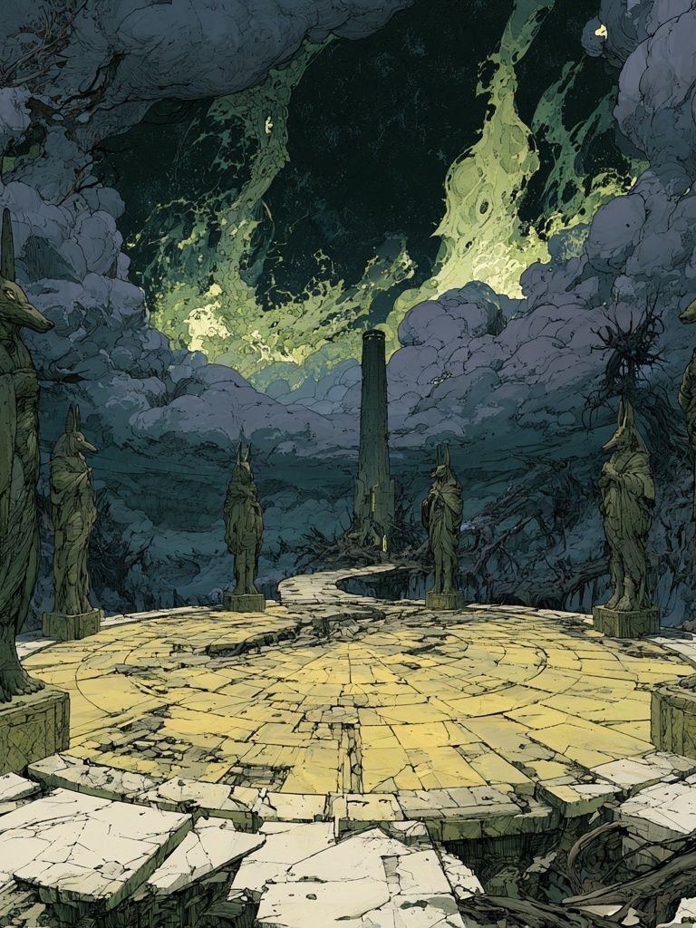 Surreal Temple Ruins Digital Art Poster. poster — illustration art