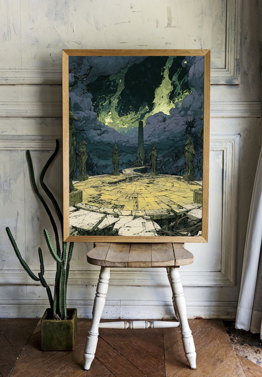Surreal Temple Ruins Digital Art Poster. — room view 1