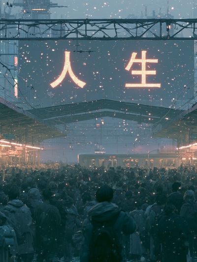 Neon City Crowd — Sci-Fi Print. poster print