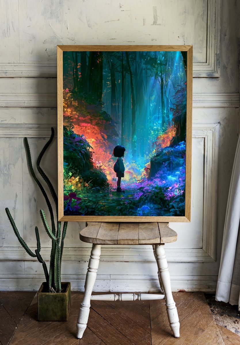 Enchanted Forest Child Illustration Poster. — room view 1