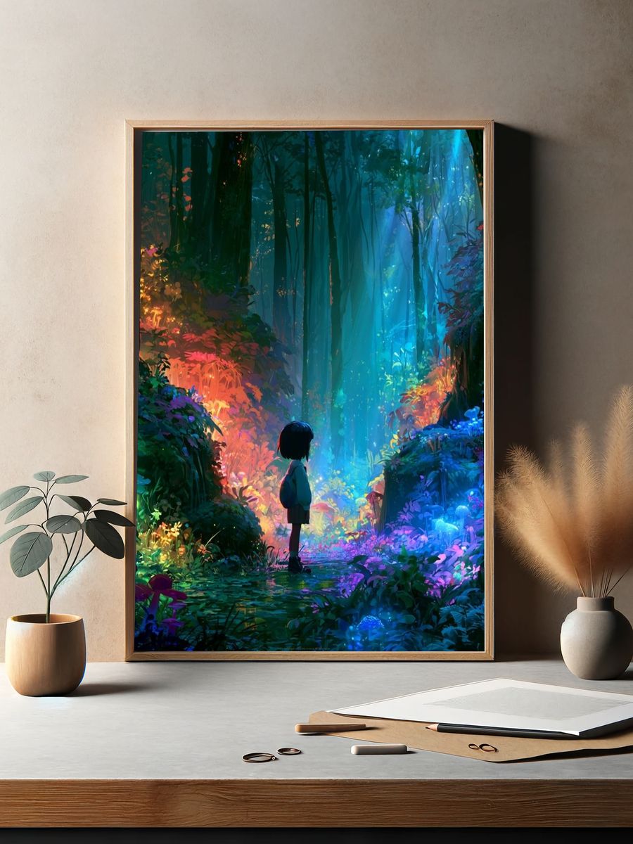 Enchanted Forest Child Illustration Poster. — room view 2