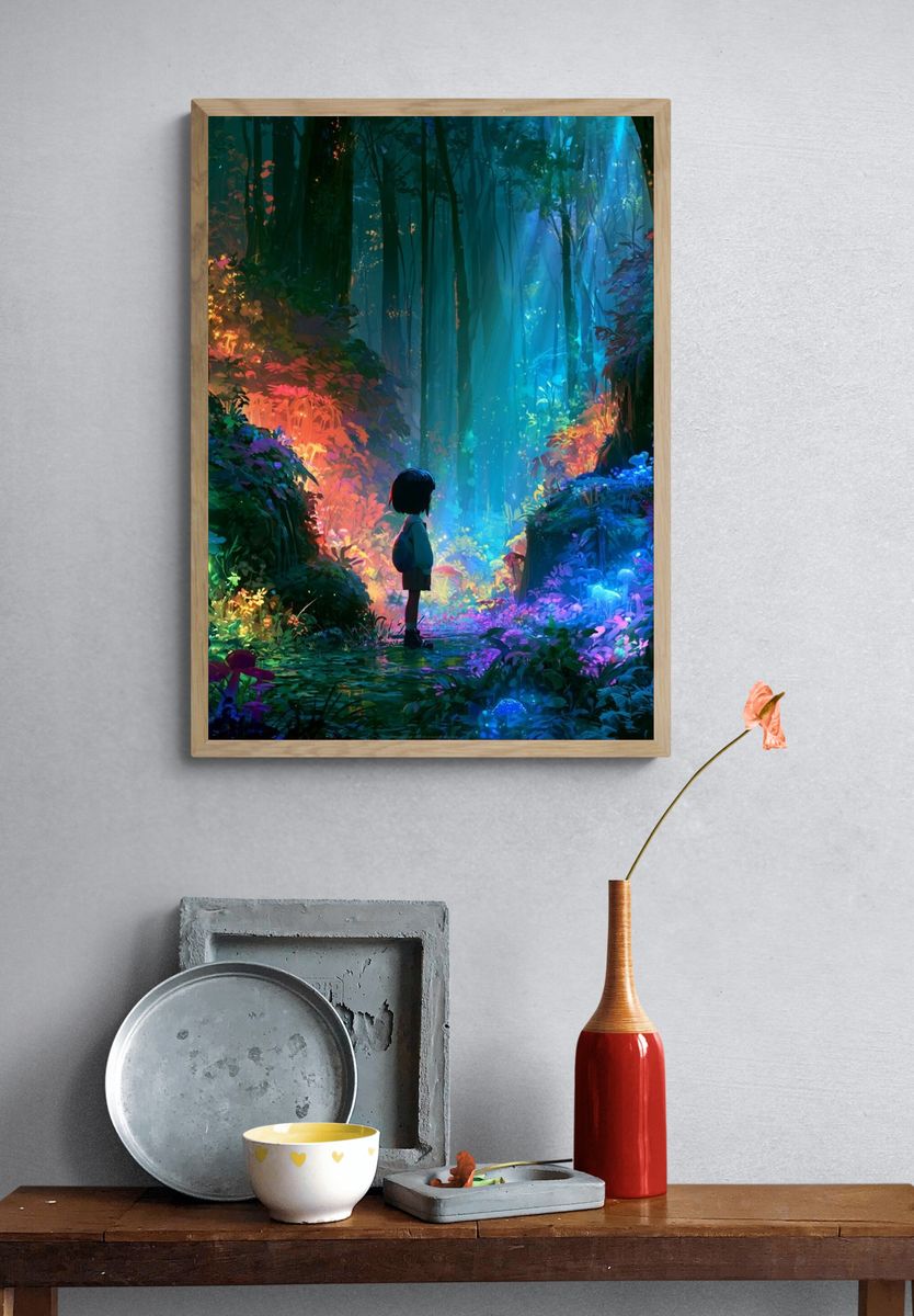 Enchanted Forest Child Illustration Poster. — room view 3