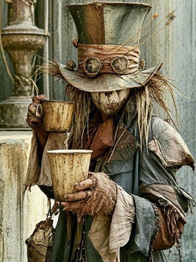 Steampunk Scarecrow Portrait Print. poster