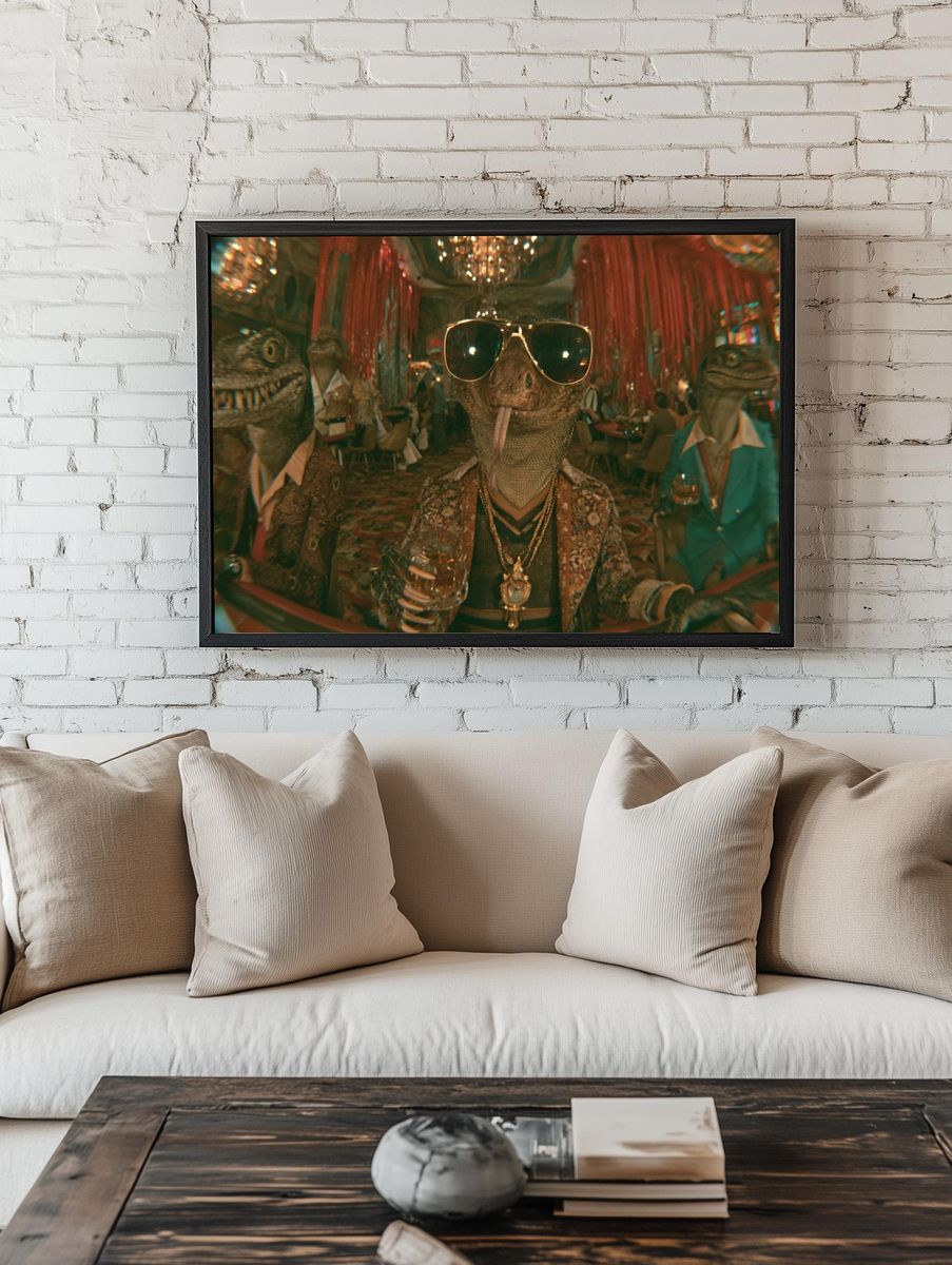 Disco Lizard Party Poster. room preview