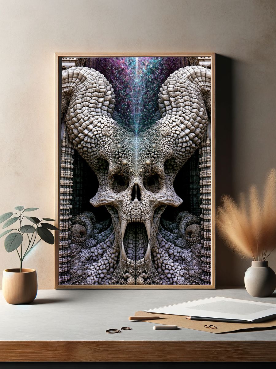 Cosmic Skull Portal Illustration Poster. — room view 2